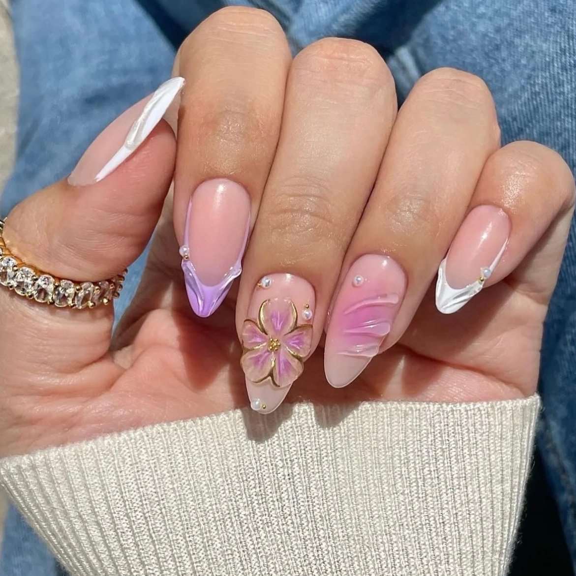 Elegant Floral 3D Nail Designs