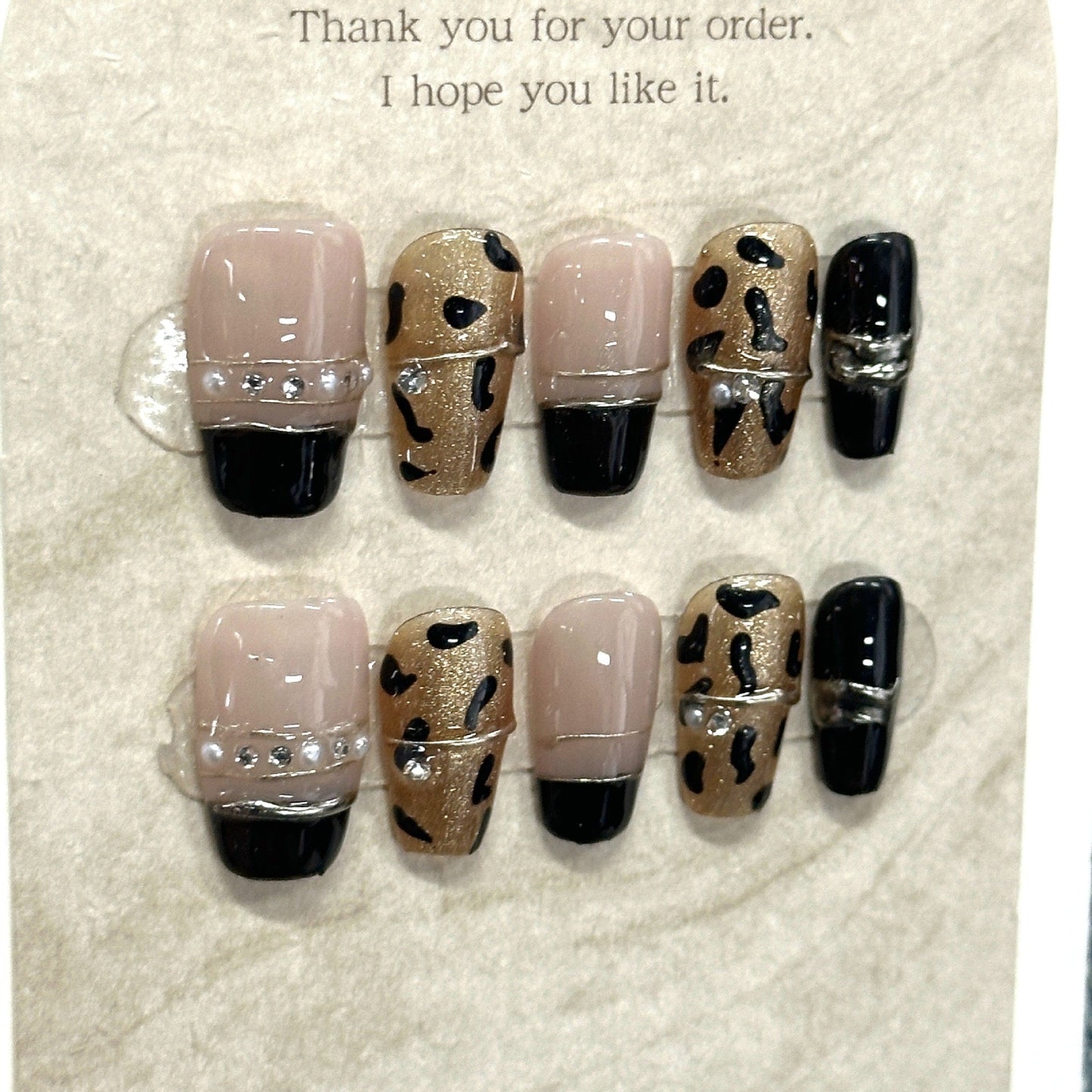 Leopard print multicolor False Nails from SHOPQAQ