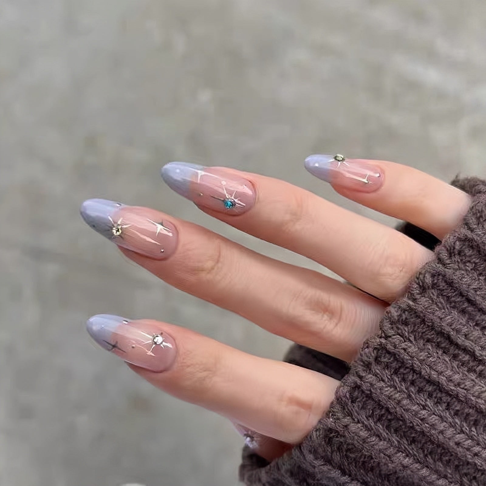 Exquisite Handcrafted Transparent Lavender French Press-On Nails False Nails from SHOPQAQ