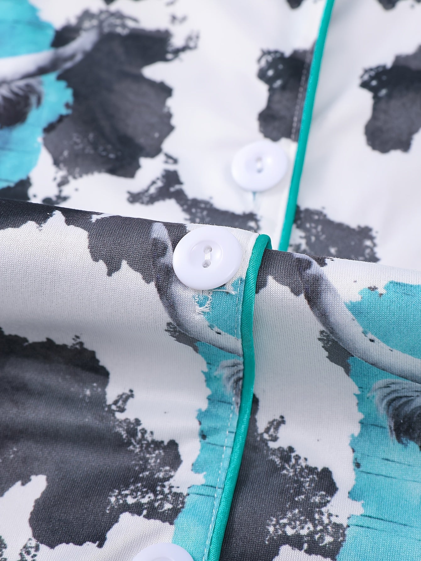 2pcs Women's Pajama Set - Animal Cow Ink Style, Short-Sleeved, Comfortable, Loose Elastic Shorts for Leisure & Home