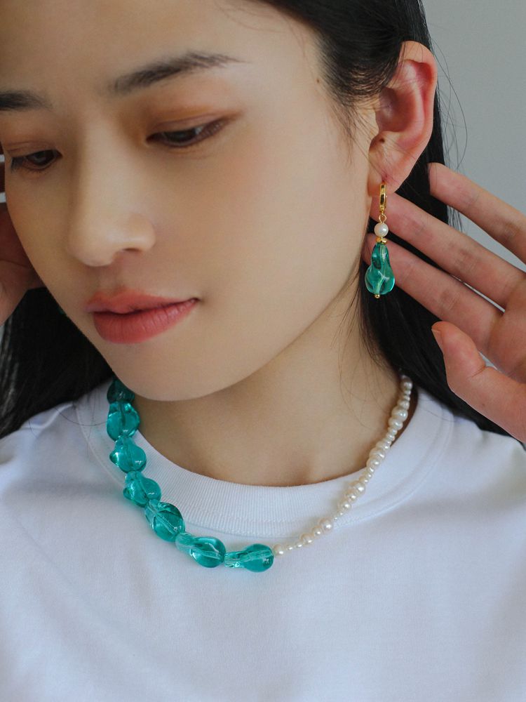 Green Baroque Glass Pearl Necklace necklaces from SHOPQAQ