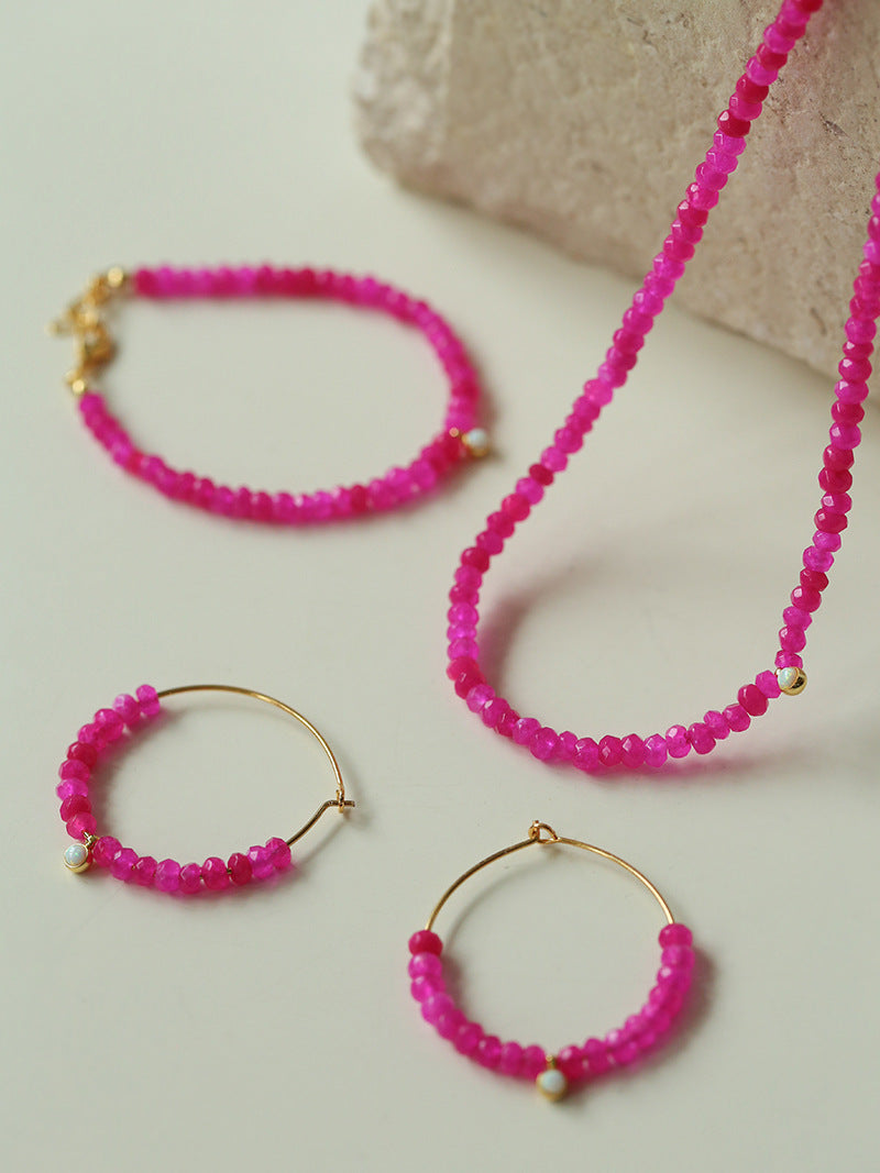 Enchanting Dragon Fruit Hued Beads Opal Earrings | earrings | 7new, _badge_new, Colorful, Earrings | SHOPQAQ