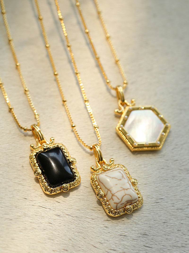 Geometric Hexagonal Shell Necklace necklaces from SHOPQAQ