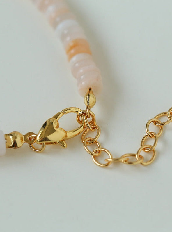 Baroque Pearl Blush Beaded Collar Necklace | necklaces | 7new, _badge_new, baroque pearl, colorful, natural stone, necklace, pear necklace, pearl | SHOPQAQ