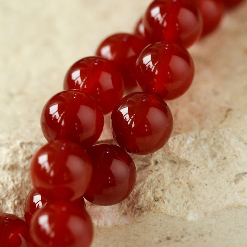 Vintage Red Agate Round Beads Necklace necklaces from SHOPQAQ