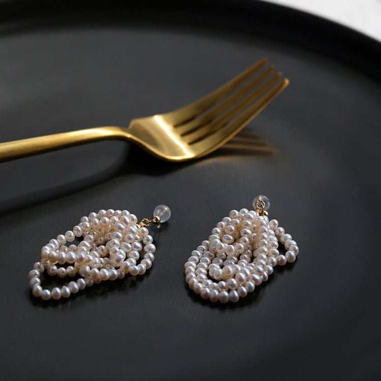 French Sweet Multilayer Rice Pearl Earrings | earrings | Earrings, Natural pearl, Pearl, Pearl Earrings | SHOPQAQ