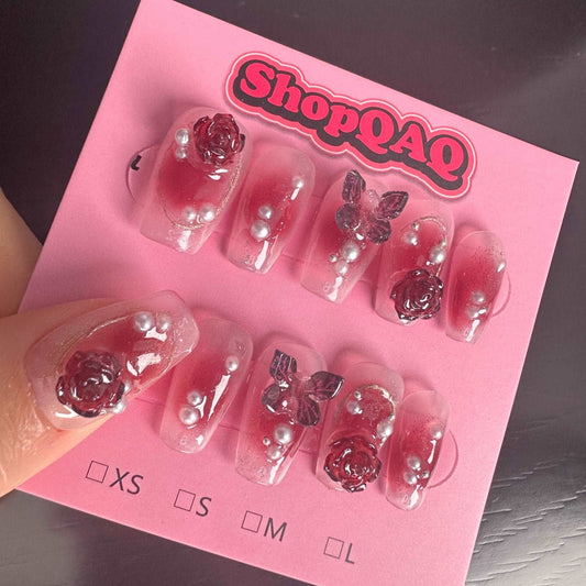 Why I'm Obsessed with 2024 Opulent Burgundy Camellia & Butterfly Press-On Nails – Handcrafted Elegance for the Modern Heiress (Honest Review)