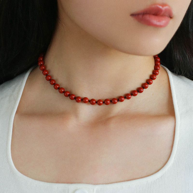 Stop Going to the Salon: Try 925 Silver Clasp Red Natural Stone Beaded Necklace Instead