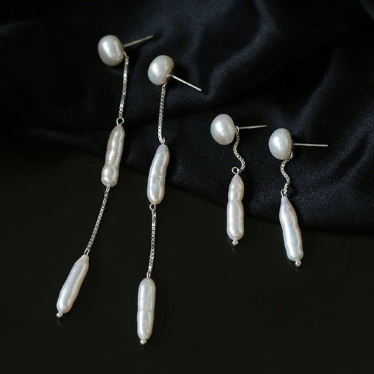 Stop Going to the Salon: Try 925 Silver Toothpick Pearl Long Earrings Instead