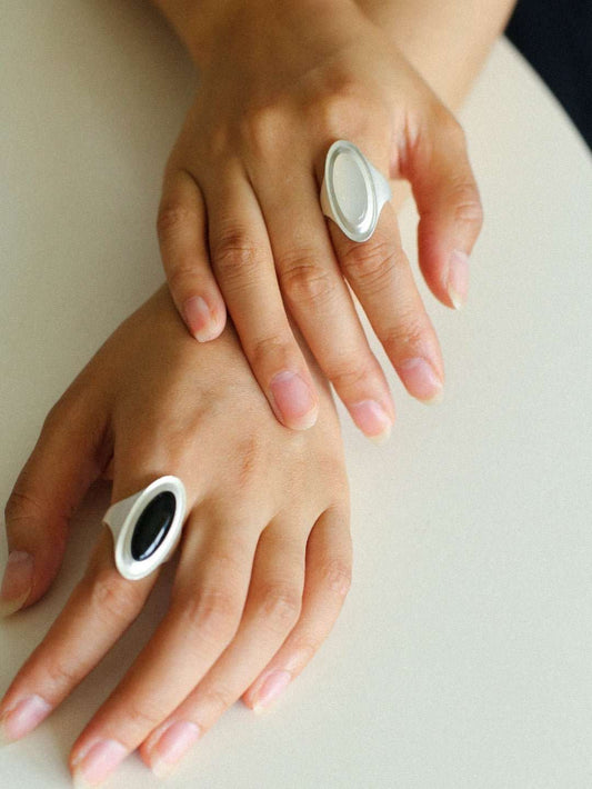 Why I'm Obsessed with 925 Sterling Silver Matte Black Agate and Gray Jade Oval Ring (Honest Review)