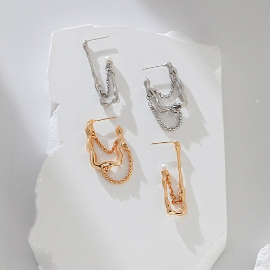 Stop Going to the Salon: Try Asymmetric Square Pearl Earrings Instead