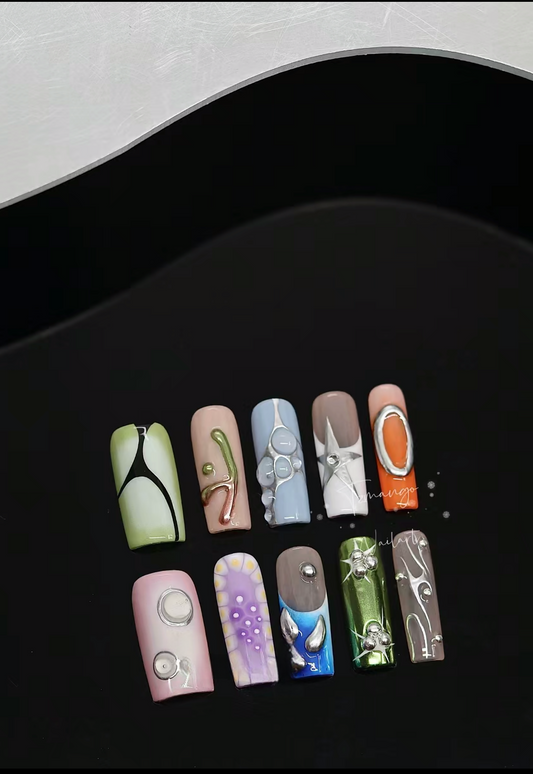 [Cool girl] | Nail Art Kits & Accessories | DIY nails, easy to apply nails, False Nails, fashion nails, Handmade False Nails, High-Grade False Nails, Party nails., press on nails, special occasion nails | SHOPQAQ