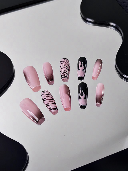 Black & Pink Fir3 False Nails from SHOPQAQ