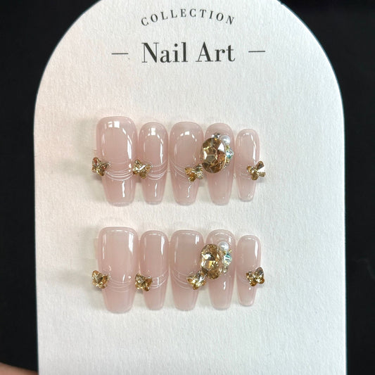 Girly translucent pink NAil | False Nails | SHOPQAQ