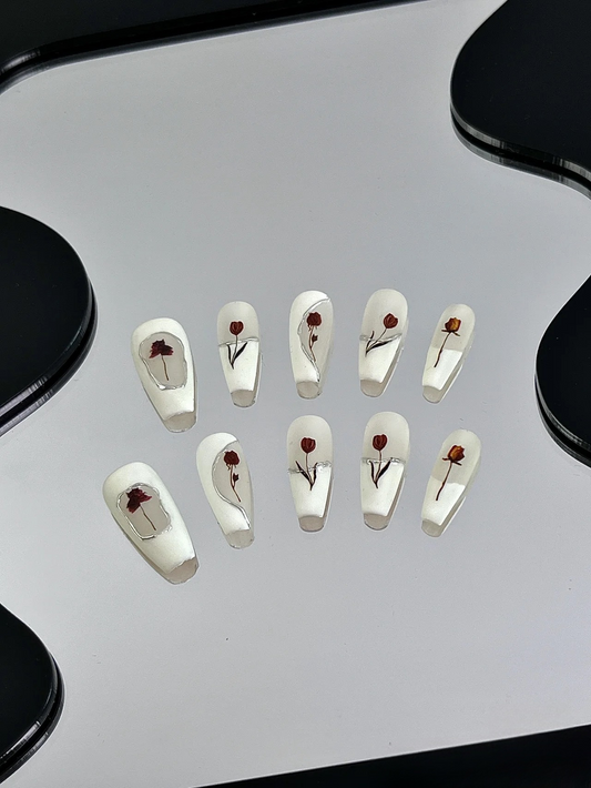 Rose lady handmade design False Nails from SHOPQAQ