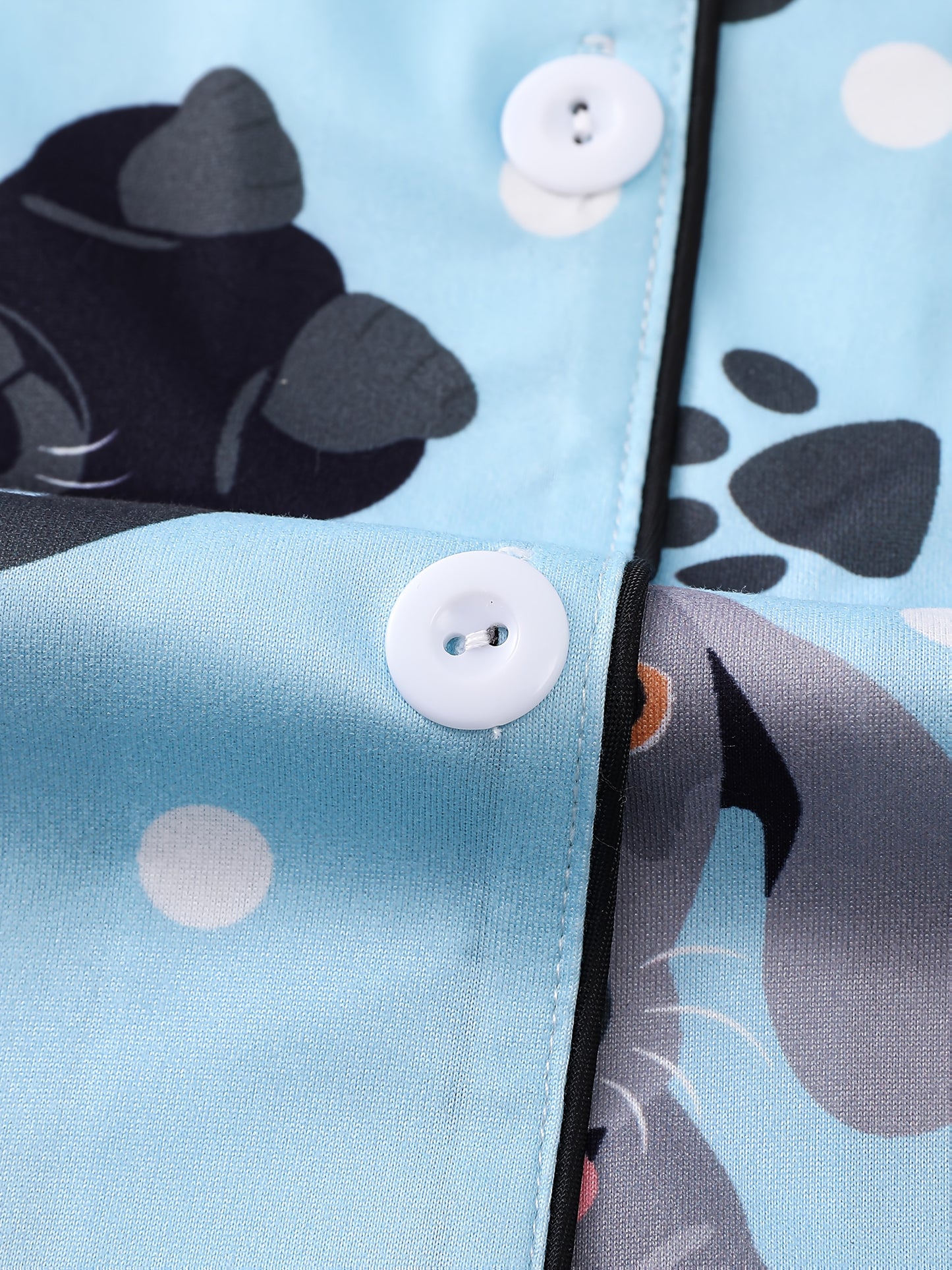 2pcs set of cute puppy print Women's pajamas, short-sleeved shirt with turned collar and button top and loose elastic shorts, comfortable ' sleepwear and loungewear for leisure outdoor use at home