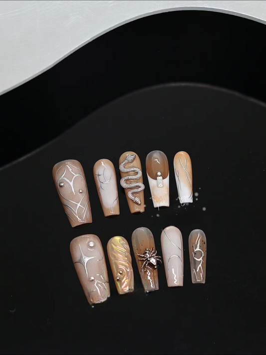 [3D Snake] | Nail Art Kits & Accessories | DIY nails, easy to apply nails, elegant nails, False Nails, fashion nails, Handmade False Nails, High-Grade False Nails, Party nails., press on nails, special occasion nails | SHOPQAQ