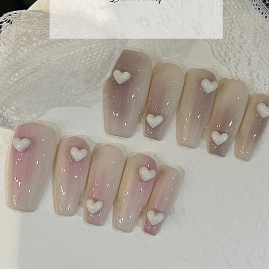 Three-dimensional love False Nails from SHOPQAQ
