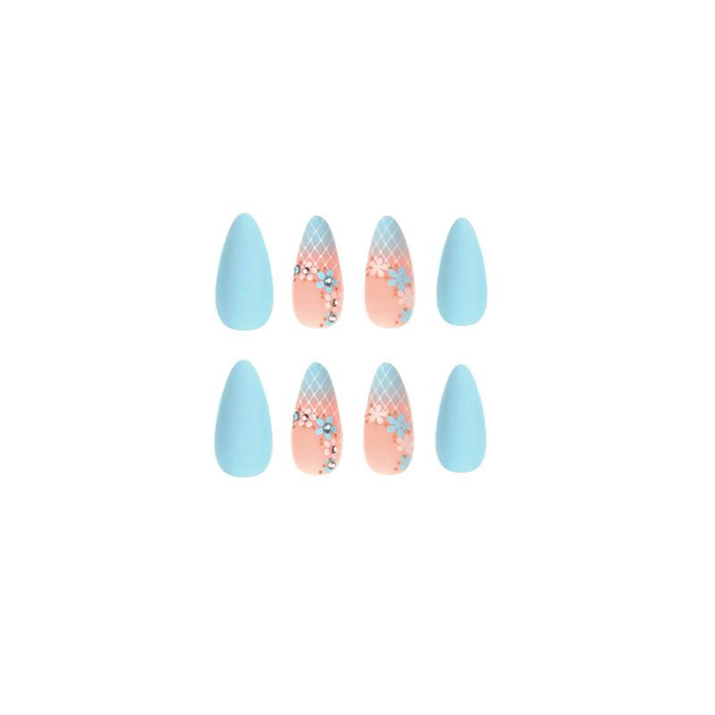 Blue Gradient Matte | False Nails | affordable, beauty., DIY, easy to use, french style, high-quality, manicure, press on nails, reusable, salon-quality, various sizes | SHOPQAQ