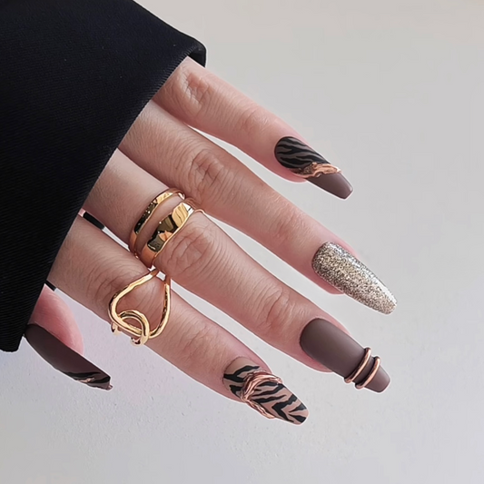 Wild and Beautiful Zebra Print Nail Art | False Nails | DIY nails, easy to apply nails, elegant nails, fake nails, False Nails, fashion nails, Handmade fake nails, Handmade False Nails, High-Grade False Nails, nails, Party nails., press on nails, special occasion nails, Unique False Nails | SHOPQAQ