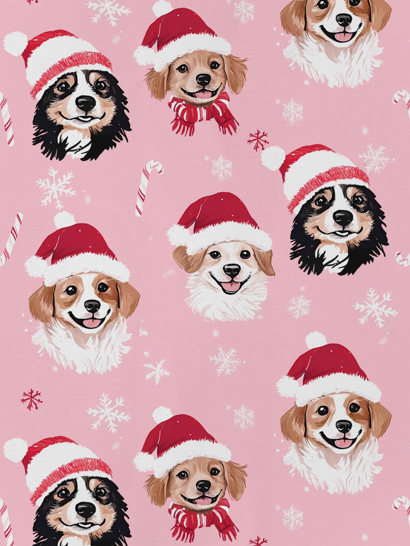 Pink holiday puppy print modal pajama set — short‑sleeve button top and elastic waist shorts with piping