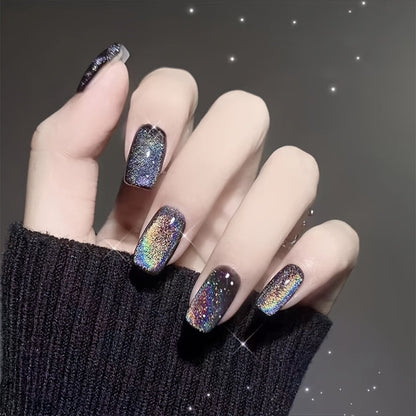 Rainbow Cat Eye Style with 24 Pieces Press On Nails False Nails from SHOPQAQ