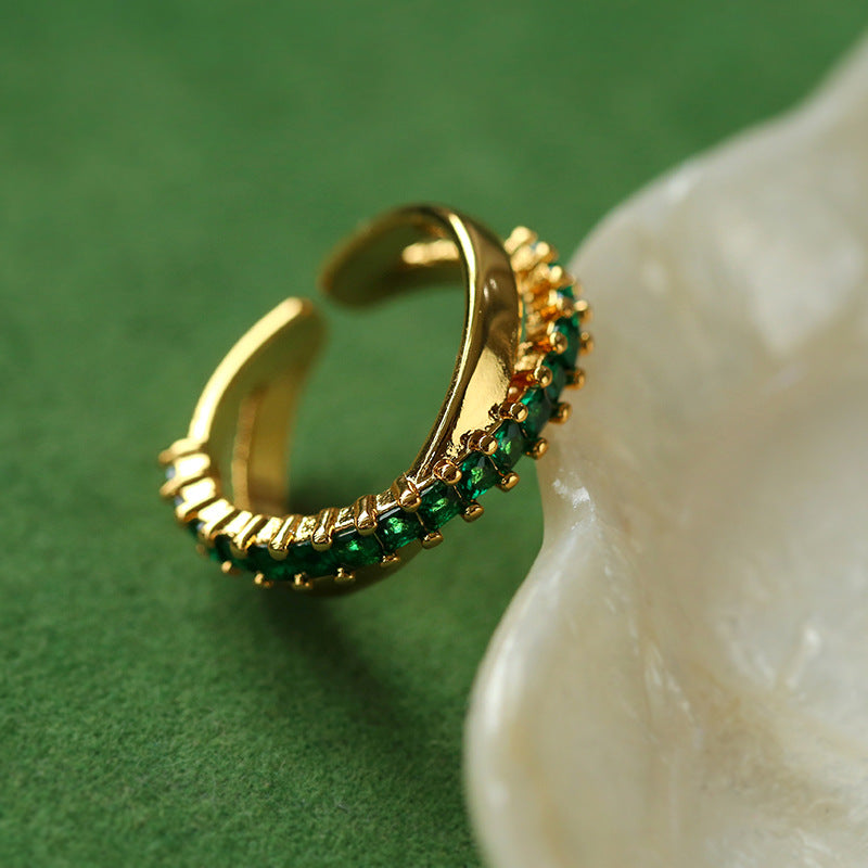 Cross Micro-inlaid Zircon Split Ring | Rings | 18k gold plated, 7new, _badge_new, _bagde_new, gold ring, ring | SHOPQAQ