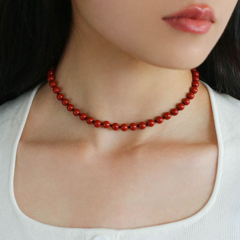 925 Silver Clasp Red Natural Stone Beaded Necklace | necklaces | 7new, _badge_new, natural stone, necklace | SHOPQAQ