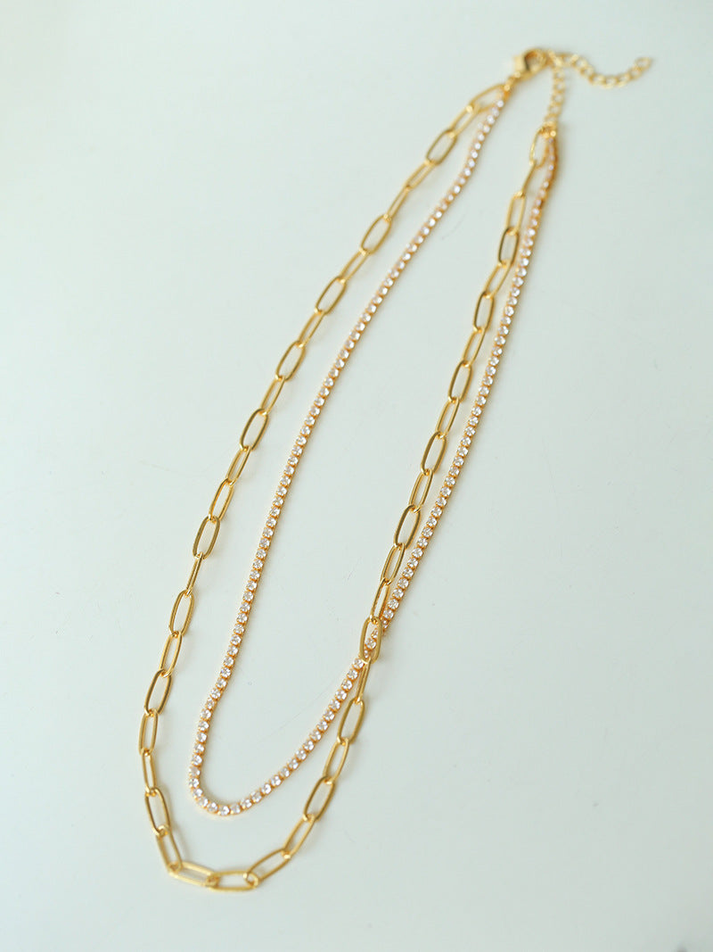 Double Layer Chain Zircon Clavicle Chain necklaces from SHOPQAQ