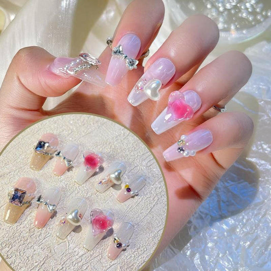 Rainbow Sweetheart False Nails from SHOPQAQ