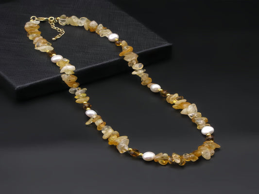 Natural Citrine with Pearl | Necklaces | SHOPQAQ
