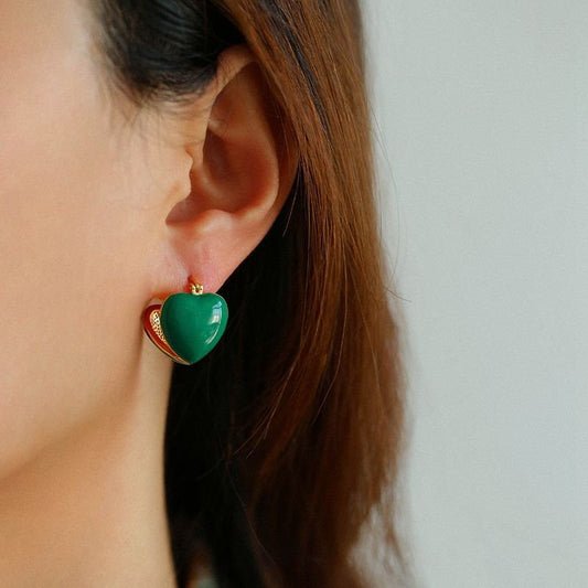 Colored Enamel Love Earrings | earrings | 18k, 18K Gold Earrings, 18k gold plated, Earrings, Enamel, enamel glaze | SHOPQAQ