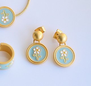 Enamel Small Blue Flower Eardrop | earrings | 18k, Earrings, Enamel, enamel glaze, gold earrings | SHOPQAQ