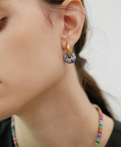 Enchanting Blue Dot Stone Natural Stone Earrings earrings from SHOPQAQ