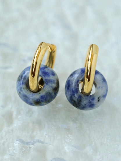 Enchanting Blue Dot Stone Natural Stone Earrings | earrings | 8new, _badge_New, earrings, hoop earrings, natural stone | SHOPQAQ