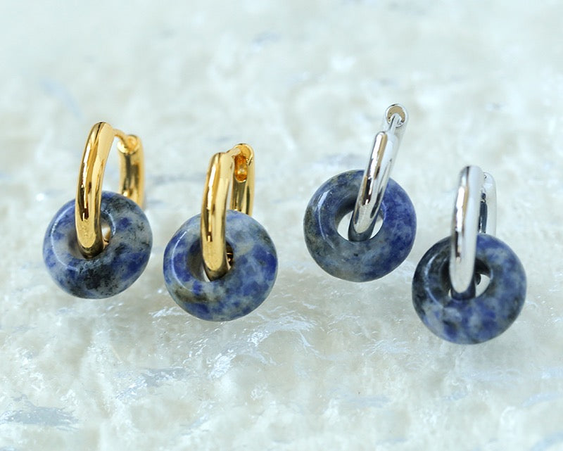 Enchanting Blue Dot Stone Natural Stone Earrings earrings from SHOPQAQ