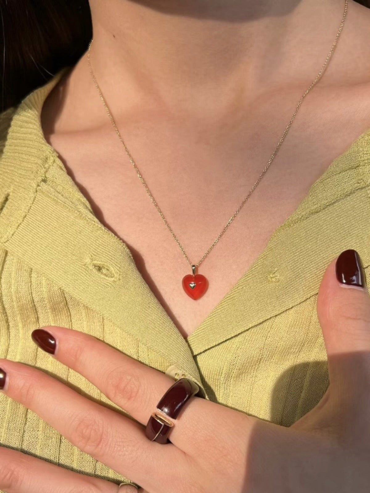 Green chalcedony Love Necklace necklaces from SHOPQAQ