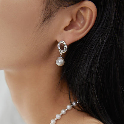 10mm Minimalist Square Cutout Earrings | earrings | 925earrings, _badge_S925, eardrop, earrings, natural pearl, Pearl, Pearl Earrings, s925, simsmore | SHOPQAQ