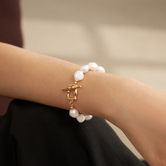 Baroque Pearl OT Buckle Bracelet | Bracelets | 925Bracelet, _badge_S925, baroque pearl, Bracelet, Pearl, pearl bracelet, s925, simsmore | SHOPQAQ
